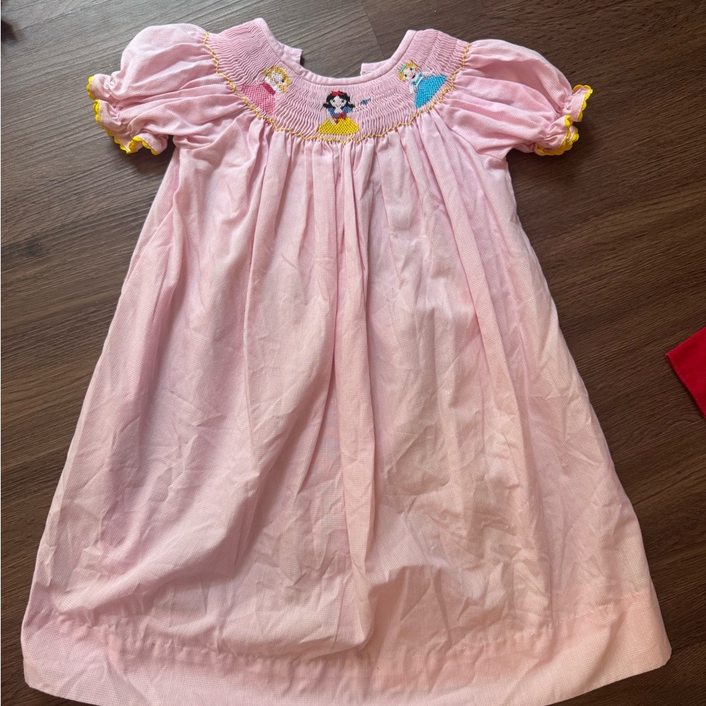 Pink Smocked Dress with Disney Princess Embroidery